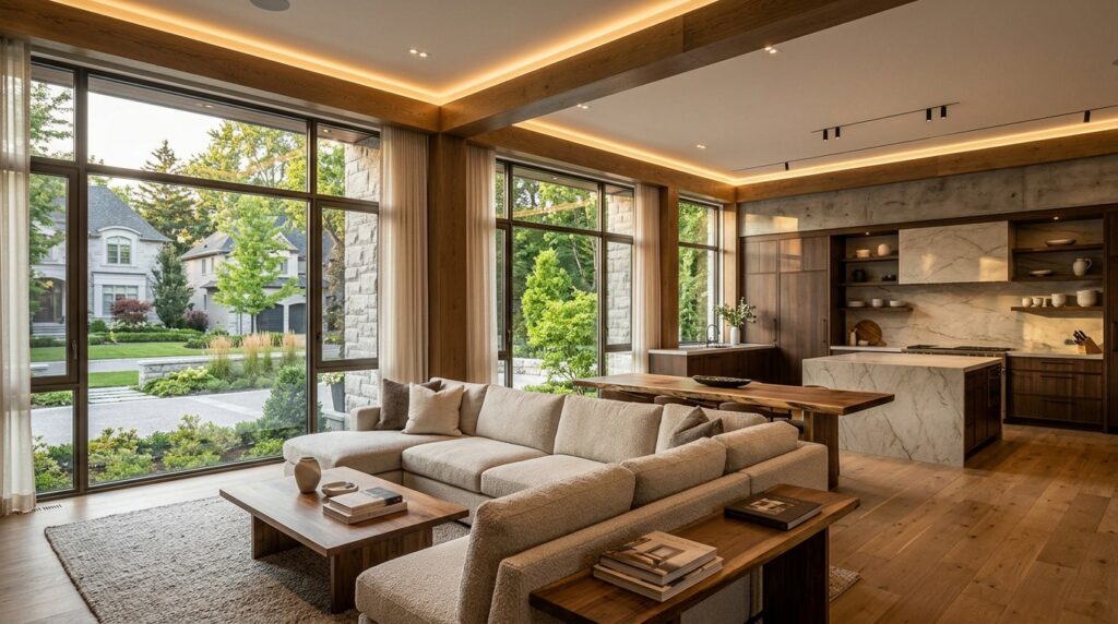 Bespoke luxury living space inside a custom Mississauga home