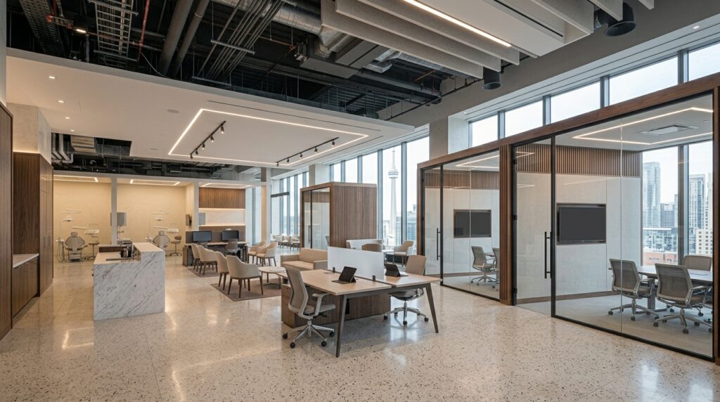 Modern corporate office tenant improvement in Toronto