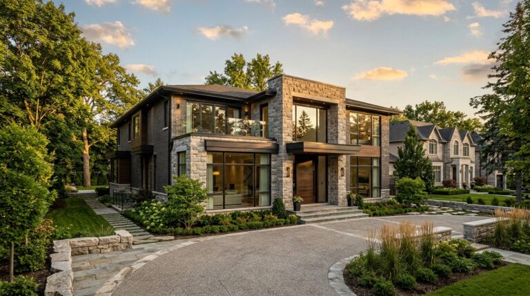 Luxury custom home in Mississauga with contemporary architecture and premium exterior finishes