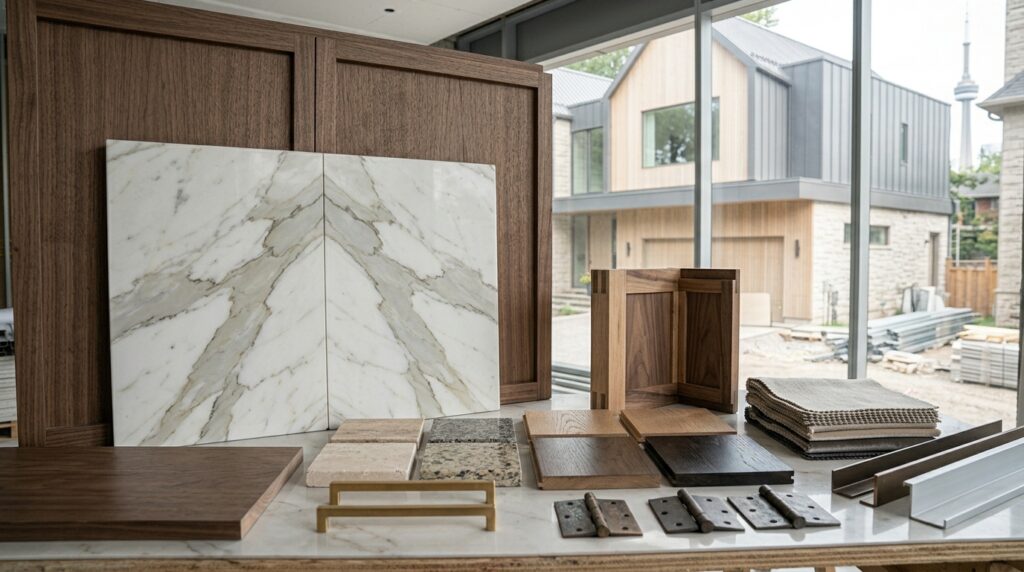 Natural stone and custom millwork selected for a luxury custom home