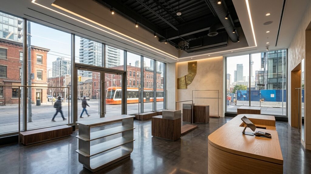 Modern retail storefront renovation in Toronto