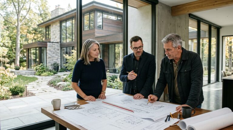 Design-build contractor in Ontario reviewing a luxury home project